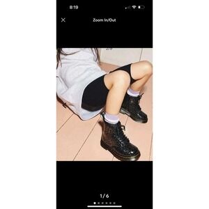 Dr. Martens Black Patent Leather Cosmic Glitter Sparkle Boots Girl's Size‎ 4